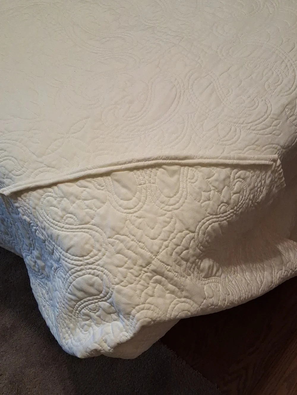 Cream Cotton Quilted Oversized King Bedspread - Soft Heavyweight Coverlet